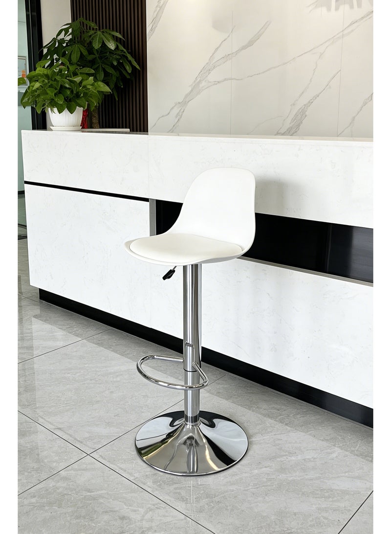 MAPLE HOME DECORATION Maple Home Decoration Swivel High Chair Bar Stool Adjustable Up Down Stainless Steel Base Office Restaurant Furniture (White 2 Pcs) - Image 5
